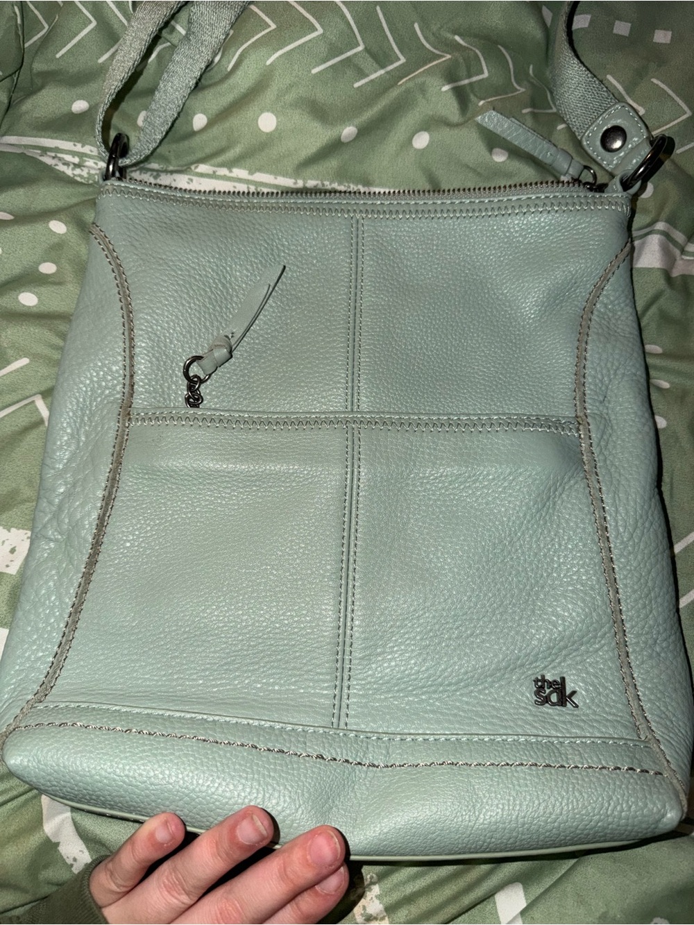 The Sak Light Mint Pebbled Leather Crossbody Bag